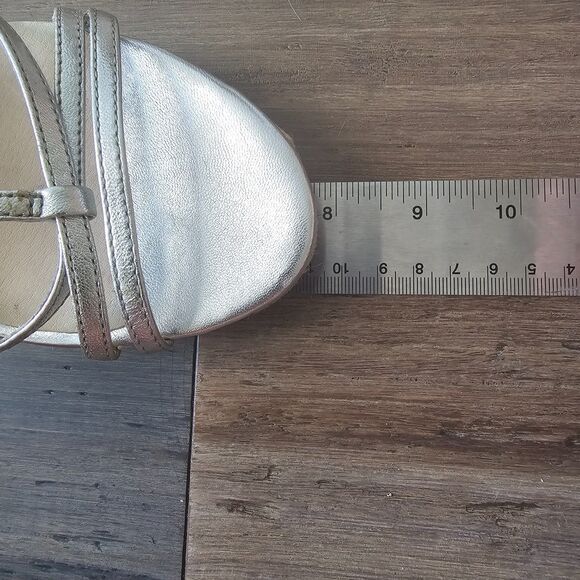 MICHAEL Michael Kors Kami T-Strap Wedge Sandals Silver Espadrille US 8 Elegant - Picture 8 of 9